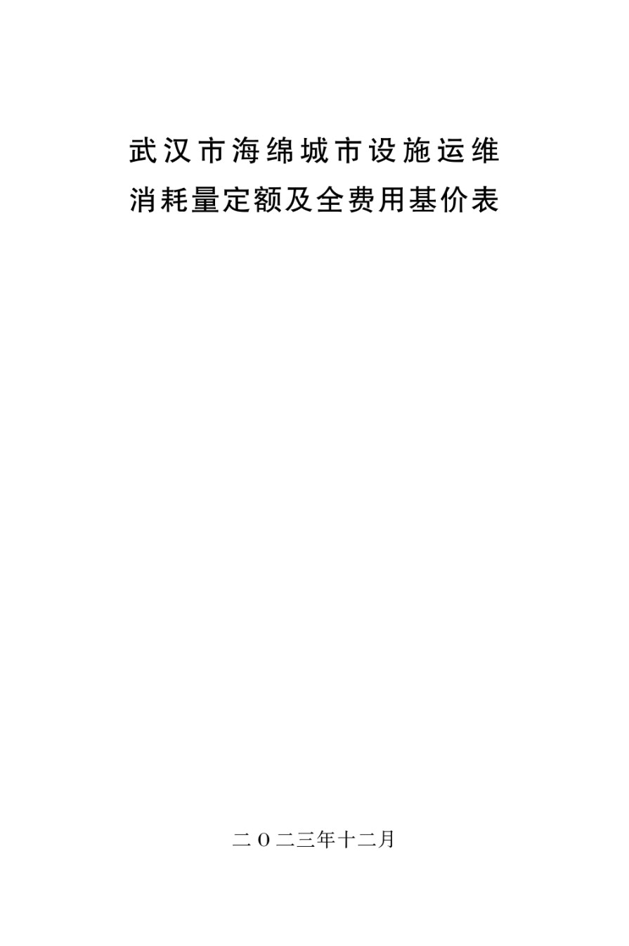 武汉市海绵城市设施运维消耗量定额及全费用基价表_第1页