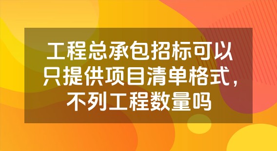 工程总承包招标可以只提供项目清单格式，不列工程数量吗